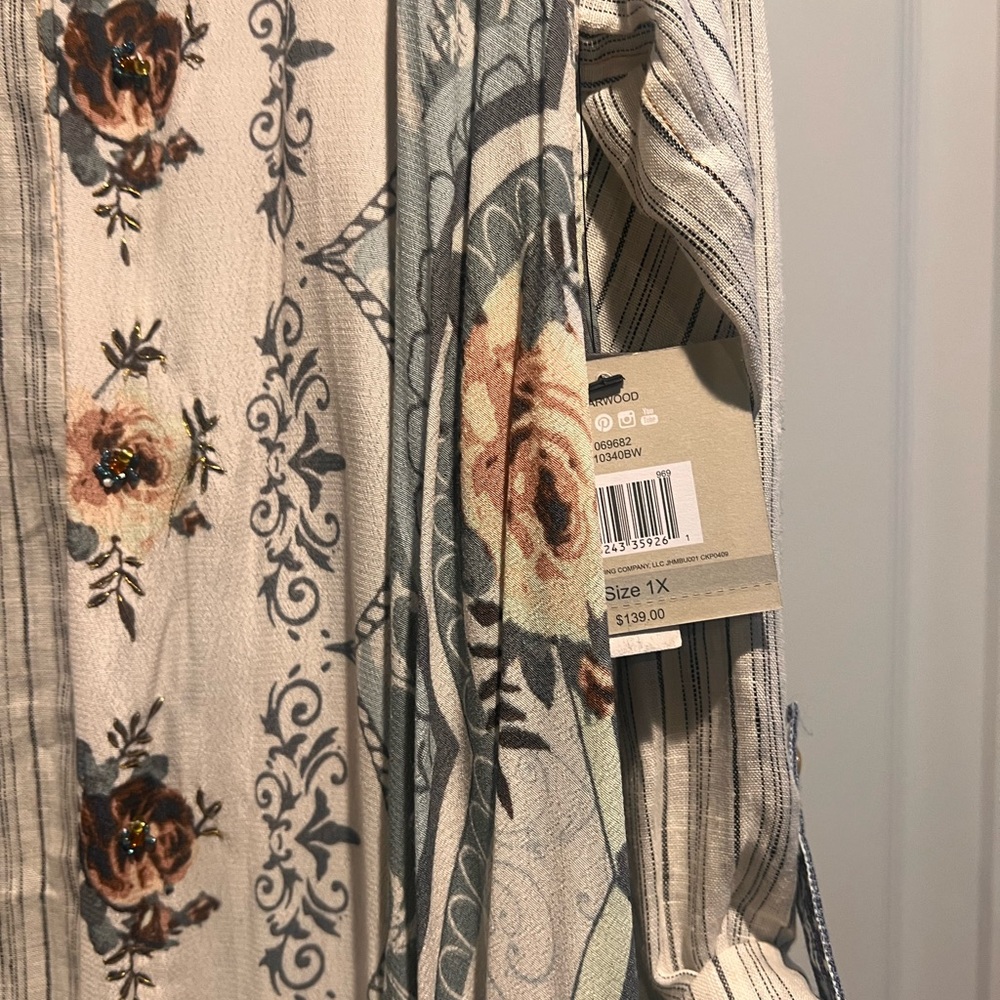 John Mark Blue and Cream Patchwork Button Down Sh… - image 2